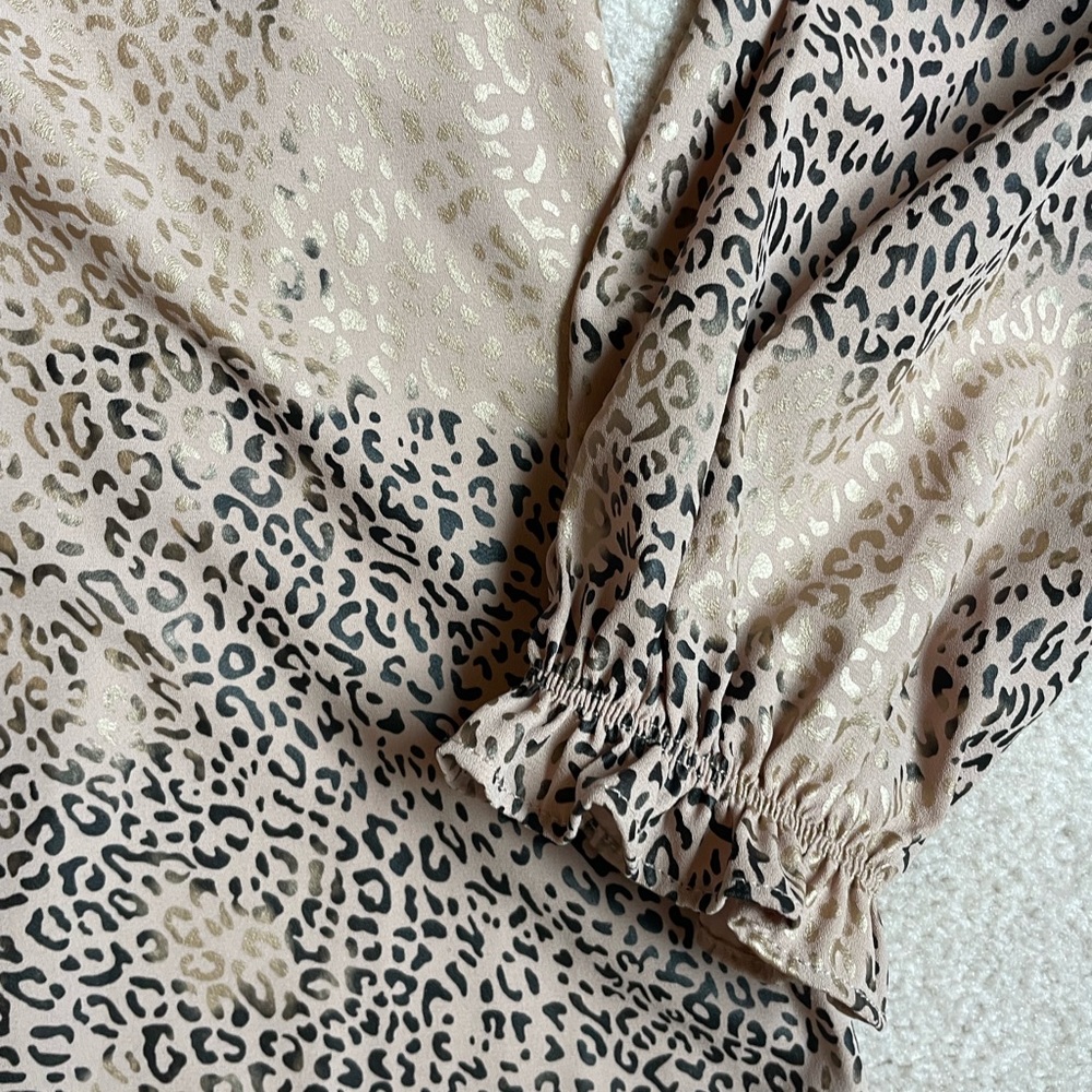 Tan Leopard Print Button Down Blouse - image 5